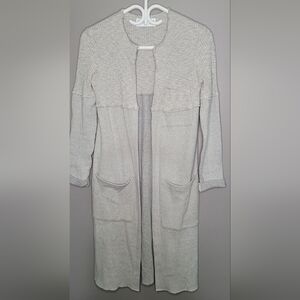 Rebecca King Thermal Cardigan Long Gray Open Front